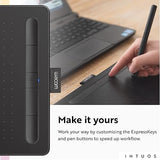 Wacom Intuos Small Bluetooth Graphics Drawing Tablet, Portable for Teachers, Students and Creators, 4 Customizable ExpressKeys, Compatible with Chromebook Mac OS Android and Windows - Black