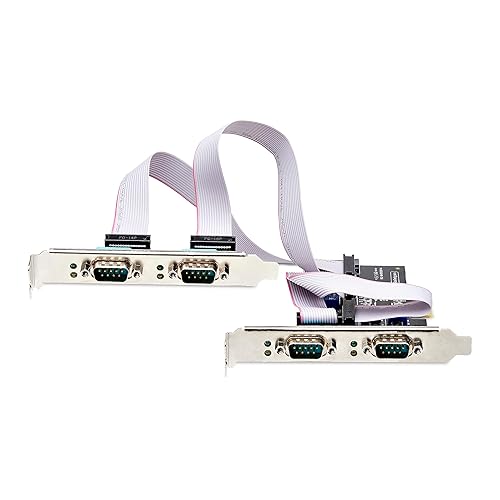 StarTech.com 4-Port Serial PCIe Card, Quad-Port PCI Express to RS232/RS422/RS485 DB9 Serial Card, Standard/Low-Profile Brackets, 16C1050 UART, ESD Protection, Windows/Linux (PS74ADF-SERIAL-CARD)