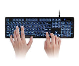 Aluratek Large Print Tri-Color USB LED Backlit Illuminated Keyboard (AKBLED01FS)