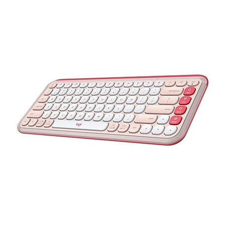 Logitech POP ICON Keys Wireless Bluetooth Keyboard, Comfortable Typing, Programmable Keys, Easy-Switch Between up to 3 Devices, for Laptop, Tablet, PC – Rose and Off-White Keyboard Rose