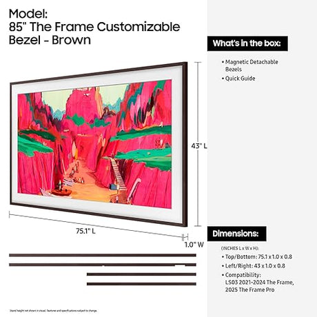 SAMSUNG 75-inch The Frame Customizable Bezel - Modern Brown (VG-SCFF75BWBZA) [Canada Version] (Compatible with All Frame Models 2021 Onwards) 75 inch Modern Brown Wood