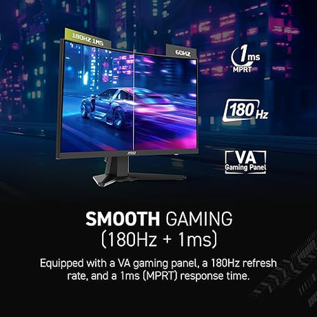 MSI MAG 244C 24-inch 1920 x 1080 (FHD) Gaming Monitor, 180Hz, Adaptive-Synch, HDMI, DisplayPort, VESA Mountable, Tilt, Height Adjustable, Speaker, 1ms, Black