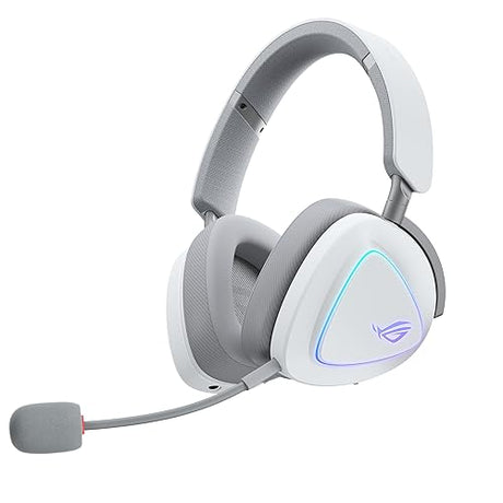 ASUS ROG Delta II Wireless Gaming Headset with Detachable Mic – Tri-Mode (BT, 2.4GHz, 3.5mm), 50mm Titanium-Plated Drivers, 110Hr Battery, Lightweight, for PC, PS5, PS4, Xbox, Switch, Mobile - White