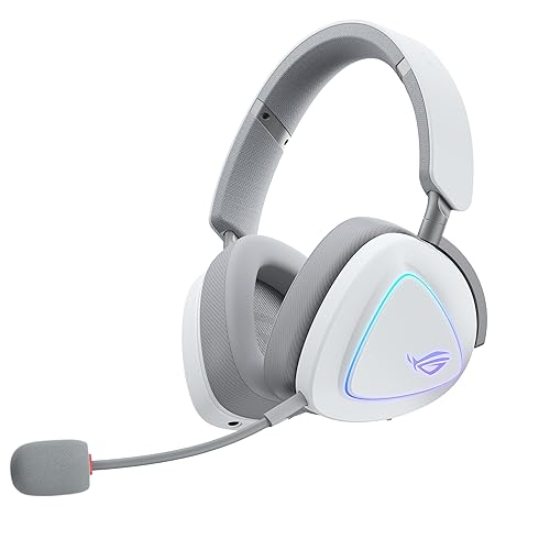 ASUS ROG Delta II Wireless Gaming Headset with Detachable Mic – Tri-Mode (BT, 2.4GHz, 3.5mm), 50mm Titanium-Plated Drivers, 110Hr Battery, Lightweight, for PC, PS5, PS4, Xbox, Switch, Mobile - White