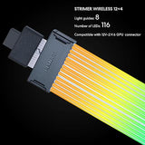 Lian Li Strimer Wireless 16 Pin - Addressable RGB Power Extension Cable with Wireless Control - 8 LED Strip - Wireless Controller NOT Included; a Controller is Required for use (PW16-81W) Wireless 16 pins