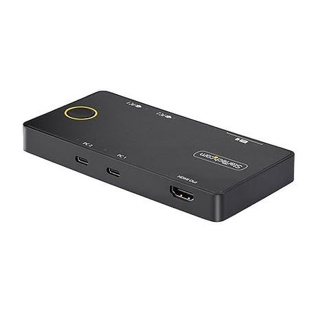 StarTech.com 2-Port USB-C KVM Switch, Single-4K 60Hz HDMI Monitor, 100W Power Delivery Pass-Through for Each Laptop/Tablet, Bus Powered, USB Type-C/USB4/Thunderbolt 3/4 Compatible (C2-H46-UC2-PD-KVM)