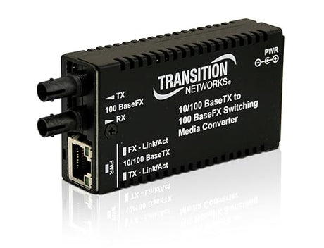 Transition Networks Mini 10/100 Bridging Fiber Media Converter 10MB LAN, 100MB LAN (M/E-PSW-FX-02-NA)