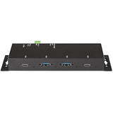 StarTech.com 4 Port USB C Hub 10Gbps - Metal Industrial USB-C Hub - 2X USB-C & 2X USB-A - ESD Surge Protection - USB-C or USB-A Host - Self-Powered Mountable USB 3.1 Gen 2 Type-C Hub (HB31C2A2CME)