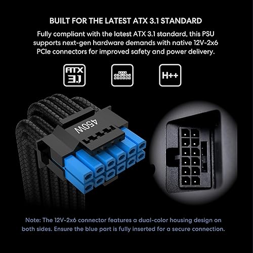 Lian Li RB650 80 Plus Bronze Non Modular - Low-Noise ATX 650 Watt Power Supply w/ 12+4Pin Connector - ATX 3.1 & PCIe 5.1 Compliant - Cable Management - 135mm Larger Fan - Active PFC - Black (RB0650B) 650W