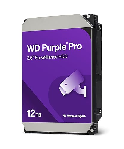 Western Digital 12TB WD Purple Pro Surveillance Internal Hard Drive HDD - SATA 6 Gb/s, 512 MB Cache, 3.5 - WD122PURP