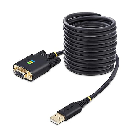 StarTech.com 10ft/3m USB to Null Modem Serial Adapter Cable, COM Retention, FTDI, USB-A to RS232, Changeable DB9 Screws/Nuts