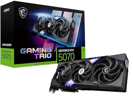 MSI Gaming RTX 5070 12G Gaming Trio OC White Graphics Card (12GB GDDR7, 192-bit, Extreme Performance: 2625 MHz, DisplayPort x 3 2.1a, HDMI 2.1b, NVIDIA Blackwell Architecture)