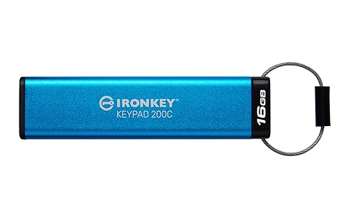 Kingston Ironkey Keypad 200 USB-C 16GB Encrypted Flash Drive | OS Independent | FIPS 140-3 Level 3 | XTS-AES 256-bit | BadUSB and Brute Force Protection | Multi-Pin Option | IKKP200C/16GB