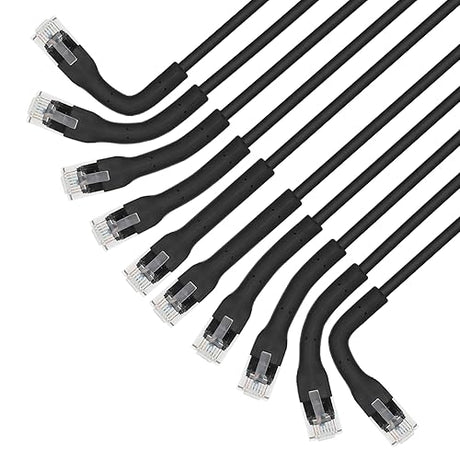 Intellinet FlexiBoot Slim Cat6 Ethernet Network Patch Cable – 10-Pack - 10Gbps & 250MHz, Flexible Bendable Boot, 32AWG Pure Bare Copper Wire, Gold-Plated Contacts - 14ft, Black 14 ft Flexible Boot 10 Pack Black