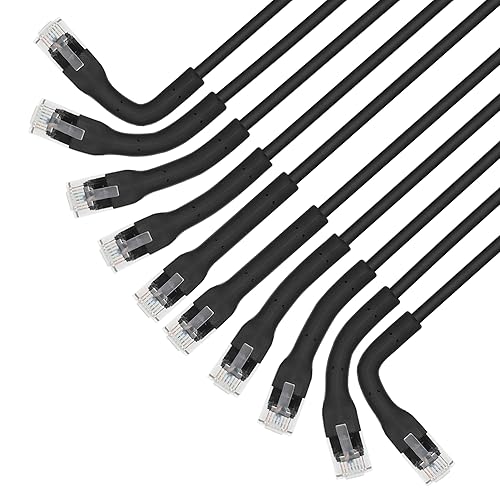 Intellinet FlexiBoot Slim Cat6 Ethernet Network Patch Cable – 10-Pack - 10Gbps & 250MHz, Flexible Bendable Boot, 32AWG Pure Bare Copper Wire, Gold-Plated Contacts - 14ft, Black 14 ft Flexible Boot 10 Pack Black