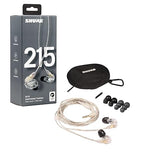 Shure SE215 PRO Wired Earbuds -Professional Sound Isolating Earphones, Clear Sound & Deep Bass, Single Dynamic MicroDriver, Secure Fit In Ear Monitor, plus Carrying Case & Fit Kit - Clear (SE215-CL)