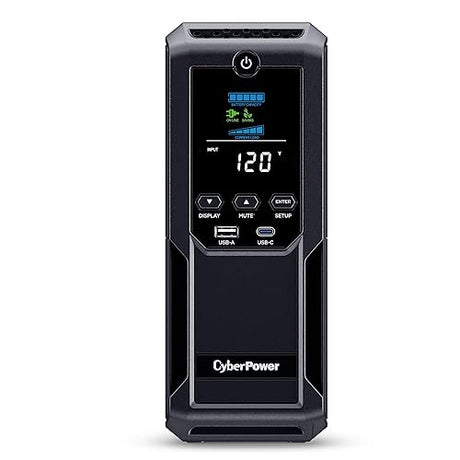 CyberPower CP1350AVRLCD3 Intelligent LCD UPS System, 1350VA/815W, 12 Outlets, 2 USB Ports, AVR, Mini Tower, Black 1350VA NEW