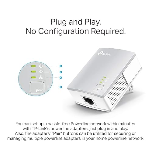 TP-Link AV600 Powerline Ethernet Adapter (TL-PA4010 KIT) - Plug&Play, Power Saving, Nano Powerline Adapter, Expand Home Network with Stable Connections