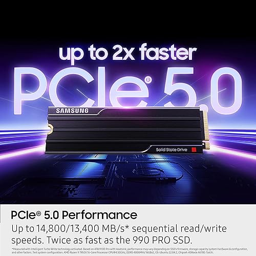 Samsung 9100 PRO with Heatsink - 4TB PCIe 5.0 x4, NVMe 2.0, M.2 Internal SSD, Up to 14,800MB/s, Fast Speed, Thermal Contorl, MZ-VAP4T0CW [Canada Version]