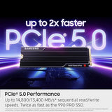 Samsung 9100 PRO with Heatsink - 4TB PCIe 5.0 x4, NVMe 2.0, M.2 Internal SSD, Up to 14,800MB/s, Fast Speed, Thermal Contorl, MZ-VAP4T0CW [Canada Version]