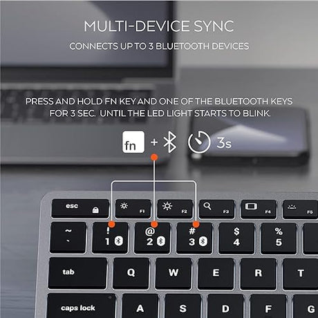 Satechi Slim X1 Bluetooth Backlit Keyboard – Illuminated Keys & Multi-Device Sync – for M2/ M1 MacBook Pro/Air, M2/ M1 iPad Pro/Air, M2 Mac Mini, iMac M1 (Space Grey) X1 Space Grey