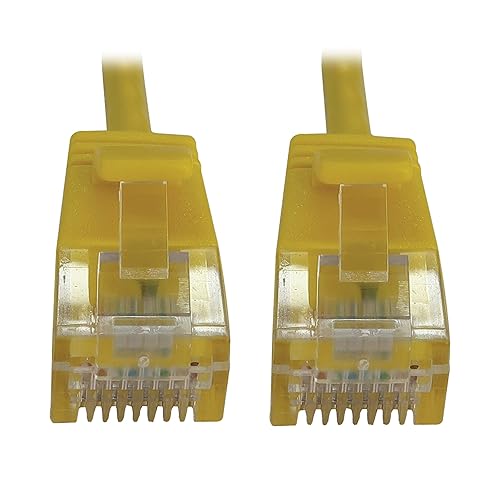 Tripp Lite Cat6a 10G Ethernet Cable, Snagless Molded Slim UTP Network Patch Cable (RJ45 M/M), Yellow, 15 Feet / 0.3 Meters, Manufacturer's Warranty (N261-S15-YW) Yellow 15 Feet UTP / Slim