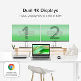 Plugable 12-in-1 Dual 4K USB C Docking Station, Works with Chromebook Certified, 60W Charging Dock, Compatible with ChromeOS and Windows, 2X HDMI, 2X DisplayPort, 1x Ethernet, 1x USB-C, 6X USB, Audio