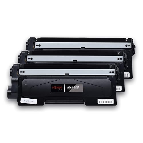 Premium Tone 3-Pack Replacement for Brother TN-660 TN660 - Black Toner