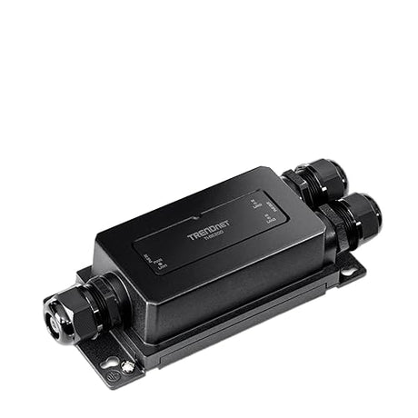 TRENDnet 2-Port Industrial Outdoor Gigabit PoE++ Extender, Hardened IP67 Extreme Temperature Rated Housing, Extends PoE++ Connection up to 200m (656 ft.) for up to 2 Devices, Black, TI-BE200