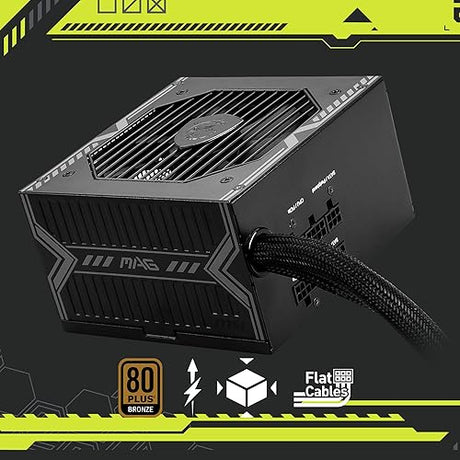 MSI MAG A650BE Gaming Power Supply - 80 Plus Bronze Certified 650W - Semi-Modular - Low Noise ATX PSU