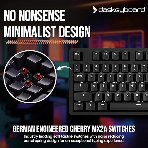 Das Keyboard Prime 13 Mark II Backlit Wired Mechanical Keyboard, Cherry MX2A Red Mechanical Switches, Clean White LED Backlit Keys, USB Pass-Through, Aluminum Top Panel (104 Keys, Black) Cherry MX2A Red Switches Prime 13