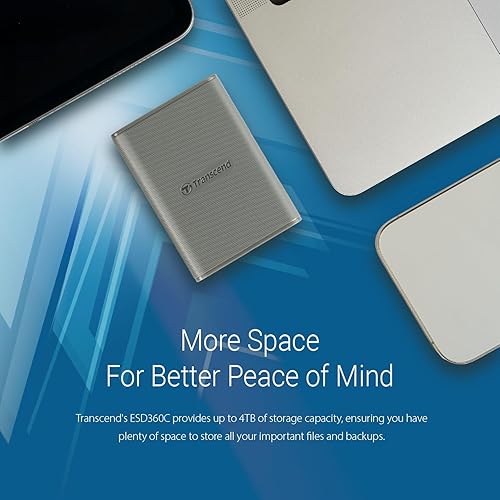 Transcend 4TB, External Solild State Drive, Portable SSD, Compatible w/iPhone 4K ProRes, Up to 2000 MB/s,Type C - TS4TESD360C