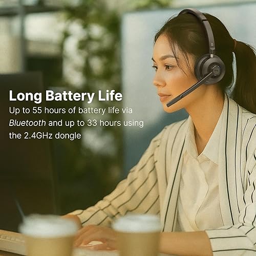 Creative Chat Wireless On-Ear Headset with Noise-Cancelling Boom Mic, USB dongle, Playback and Calls Control, Mic Mute Button for PC/Mac/Mobile Devices