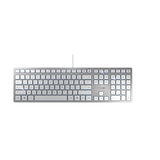CHERRY KC 6000 Slim Design Keyboard, EU Layout (QWERTY), Wired (USB-A Port), Quiet Keys, Durable Labeling, Silver EU Layout - QWERTY Silver
