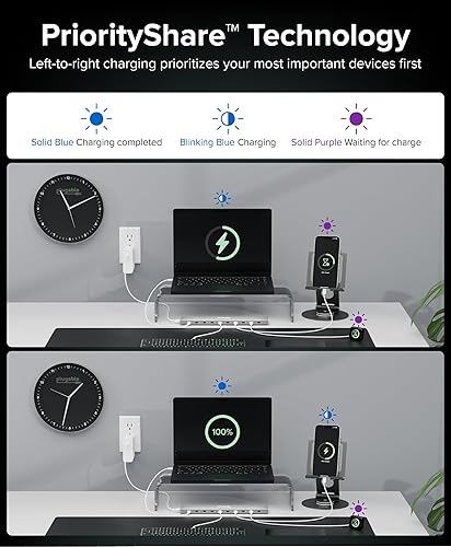 Plugable 10 Port USB C Charging Station, Up to 100W Charger for Multiple Devices with Priority Charging, Desktop Power Hub for USBC Devices Including Laptops Phones Tablets Earbuds and More (PS-10CC)