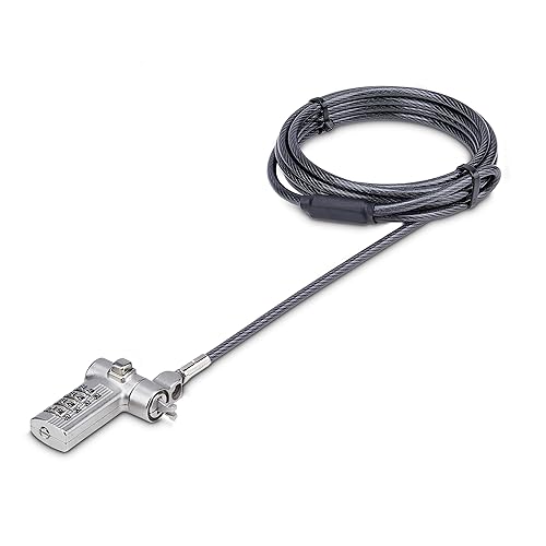 StarTech.com Universal Laptop Cable Lock 6.6ft (2m), Serialized Security Cable, Compatible with Noble Wedge/Nano/K-Slot