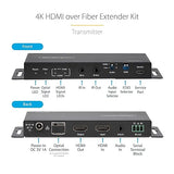 StarTech.com 4K HDMI Over Fiber Extender Kit, 4K 60Hz up to 3300ft (Single Mode) or 1000ft (Multimode) LC Fiber Optic, HDR, HDCP, Audio/RS232/IR Extender, Transmitter and Receiver Kit (ST121HD20FXA2)