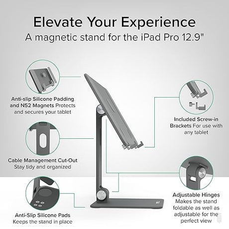 Plugable Magnetic iPad Stand for iPad Pro 12.9 (2022) – Strong Magnetic Mount, 360° Rotation, Foldable & Portable Tablet Holder (AMS-STAND13)