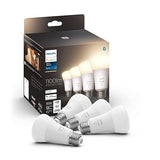 Philips Hue White 10.5W Equivalent 75W A19 Base E26 LED Smart Bulb, Dimmable, Bluetooth & Zigbee Compatible, Voice Activated with Alexa & Google Assistant, 4-Pack