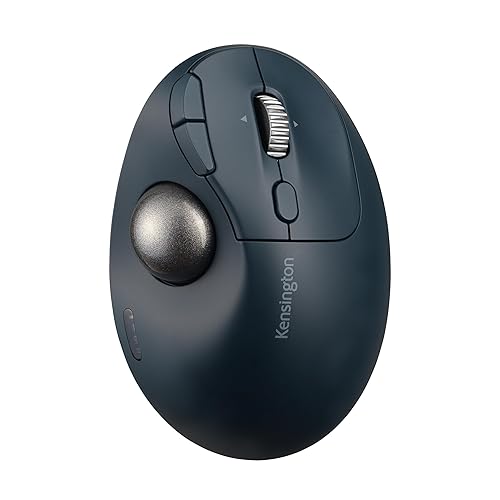 Kensington Pro Fit Ergo TB550 Trackball Mouse, Rechargeable Battery Included, Bluetooth(LE) & 2.4GHz Wireless Connections, Ergonomic Design, 4D Scroll Wheel, Charcoal Blue (K72196WW) Charcoal Blue/Grey Ball Wireless