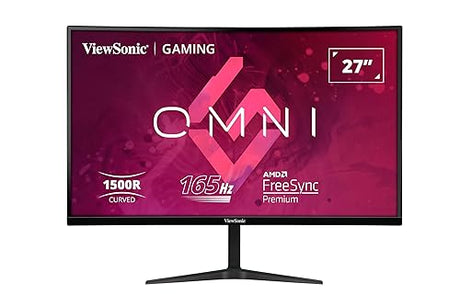 ViewSonic OMNI VX2718-PC-MHD 27 Inch Curved 1080p 1ms 165Hz Gaming Monitor with Adaptive Sync, Eye Care, HDMI and Display Port, Black