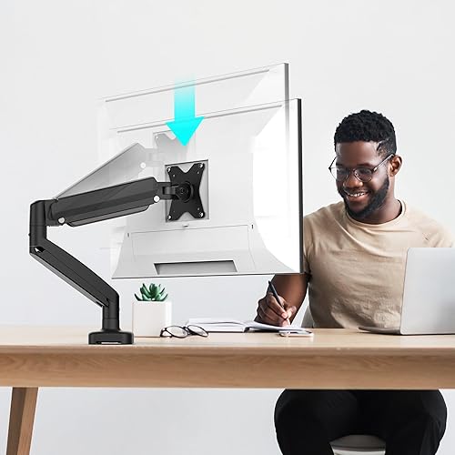 j5create Ergonomic Monitor Mount, Fully Adjustable Gas Spring Monitor Arm for 17 to 32 inch Screen, Integrated Cable Management, Comes with Clamp and Grommet Mount Options (JTSA101)