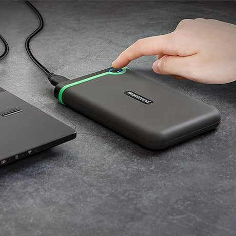 4TB Transcend StoreJet 25M3 USB3.1 Slim Portable Hard Drive Shock-Resistant 4TB Micro USB to Type A Iron Gray