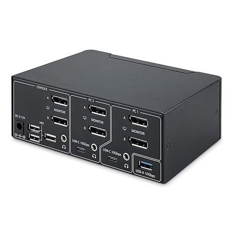 StarTech.com 2-Port Dual-Monitor DisplayPort 1.4 KVM Switch, 8K 60Hz / 4K 144Hz, 2X USB 3.2 10Gbps Ports, TAA Compliant