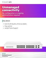 HPE Networking Instant On Switch Series 1430 26-Port Gb Unmanaged Layer 2 Ethernet Switch | 26x 1G | 2X SFP Uplink Ports | Fan-Less | US Cord (R8R50A#ABA) 26G 2SFP