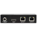 Tripp Lite HDMI Over Ethernet Cat6 Extender Kit, Splitter/2x Pigtail Receivers - Up to 230 feet or 70.1 Meters - 4K 60Hz Video HDR, 4:4:4, PoC, TAA Compliant (B127A-002-BHPH2)