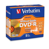 Verbatim 5pk Dvd-R 8x Ultralife Archival Grade Gold Shiny Jewel Case