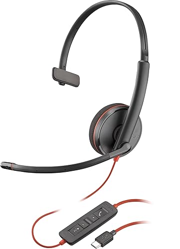 Poly Blackwire 3210 - Blackwire 3200 Series - Headset - On-Ear - Wired - Active Noise Reduction - USB-C - Black - Certified for Skype for Business