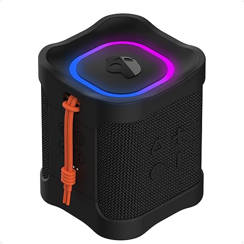 Skullcandy Terrain Mini 2 Wireless Bluetooth Speaker, IPX7 Water Resistant, 14H Battery, Multi-Link, LED Light Show, Lightweight & Portable (Black)