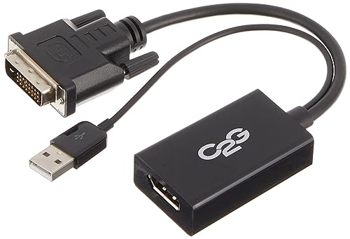 Legrand - C2G DVI to DisplayPort Converter, Black DVI to DisplayPort Adapter to Use as Plug and Play Converter, 1 Count, C2G 41379